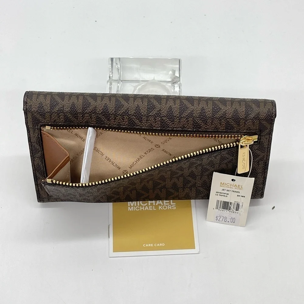 Michael Kors Large Trifold Wallet Brown/Gold
